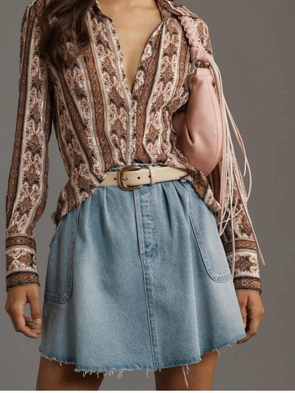 Anthropologie Pilcro Light Blue Denim Skater Mini Skirt